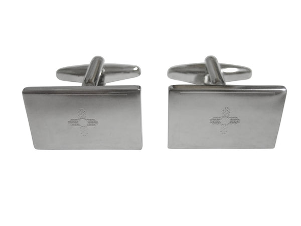 Silver Toned Etched New Mexico State Flag Cufflinks