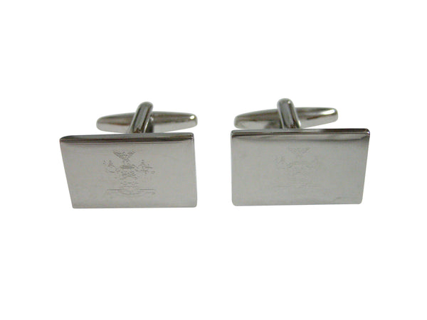 Silver Toned Etched New York State Flag Cufflinks