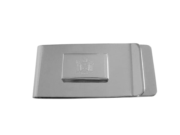 Silver Toned Etched New York State Flag Money Clip