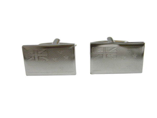 Silver Toned Etched New Zealand Flag Cufflinks