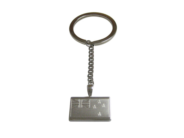 Silver Toned Etched New Zealand Flag Pendant Keychain