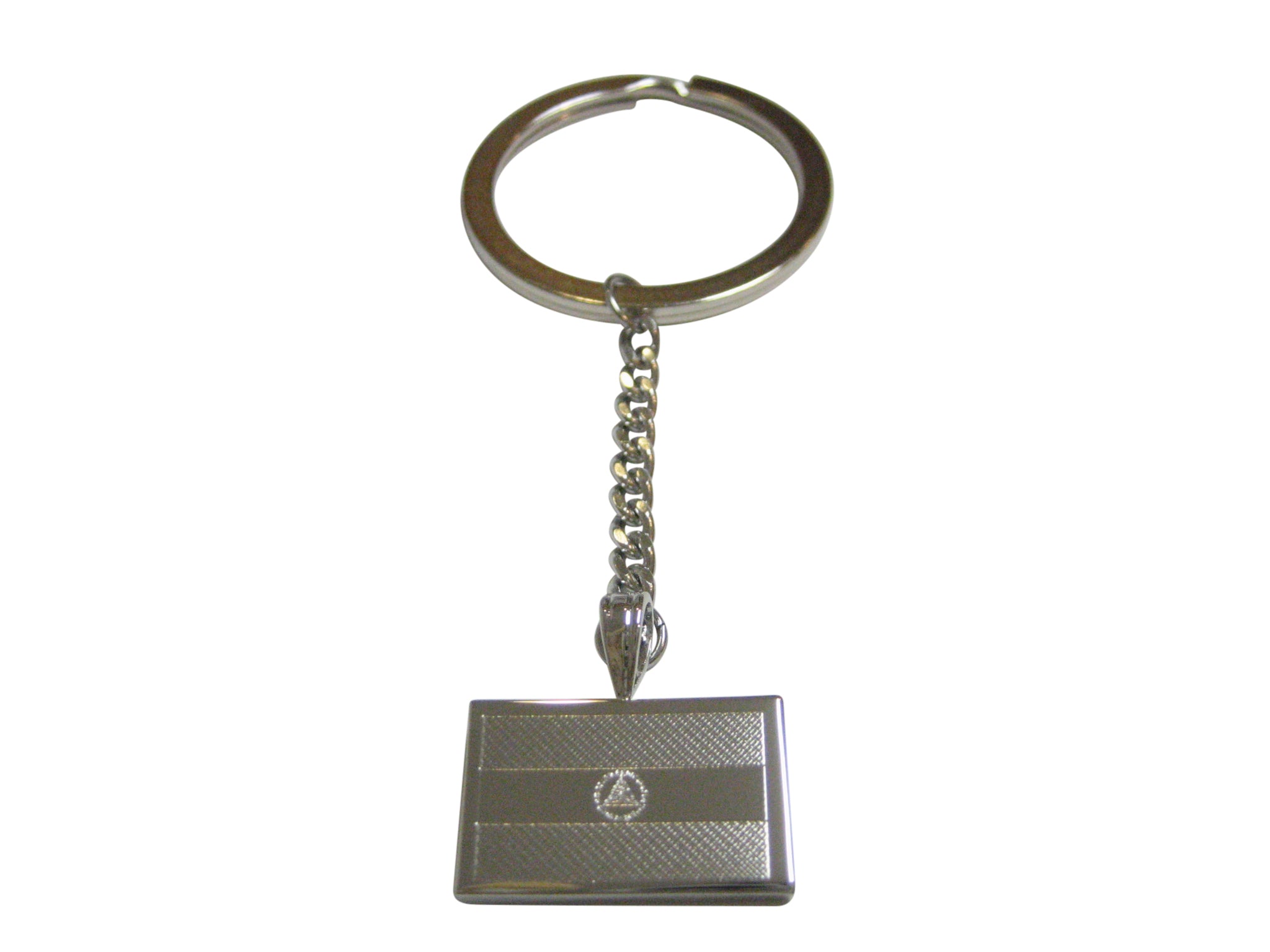 Silver Toned Etched Nicaragua Flag Pendant Keychain