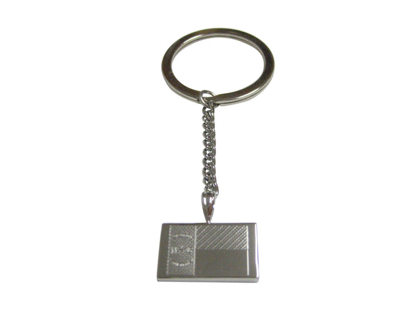 Silver Toned Etched North Carolina State Flag Pendant Keychain