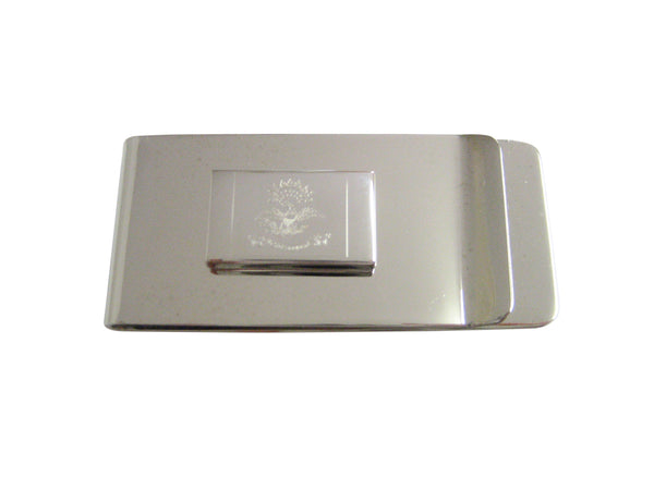 Silver Toned Etched North Dakota State Flag Money Clip