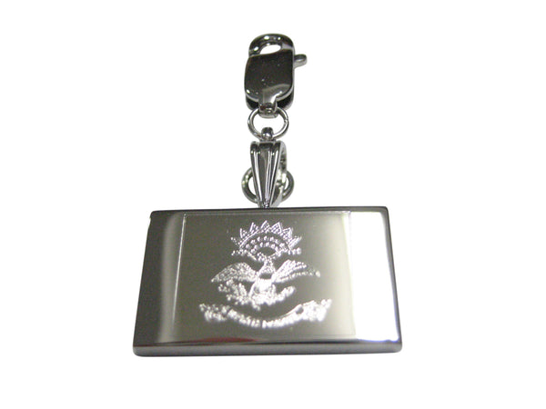 Silver Toned Etched North Dakota State Flag Pendant Zipper Pull Charm