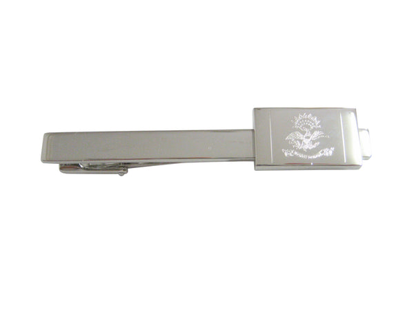 Silver Toned Etched North Dakota State Flag Square Tie Clip