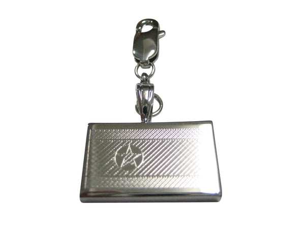 Silver Toned Etched North Korea Flag Pendant Zipper Pull Charm