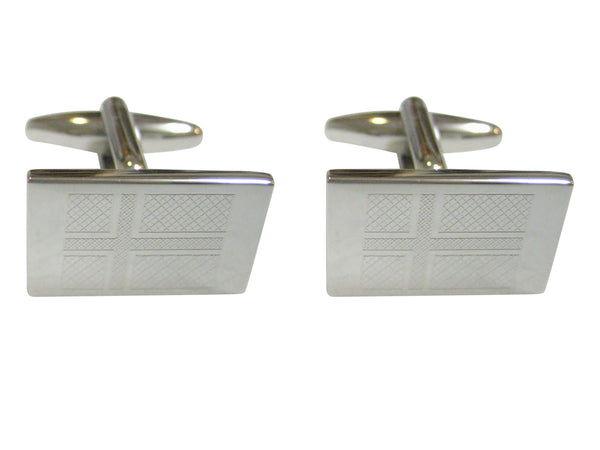 Silver Toned Etched Norway Flag Cufflinks