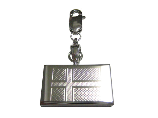 Silver Toned Etched Norway Flag Pendant Zipper Pull Charm
