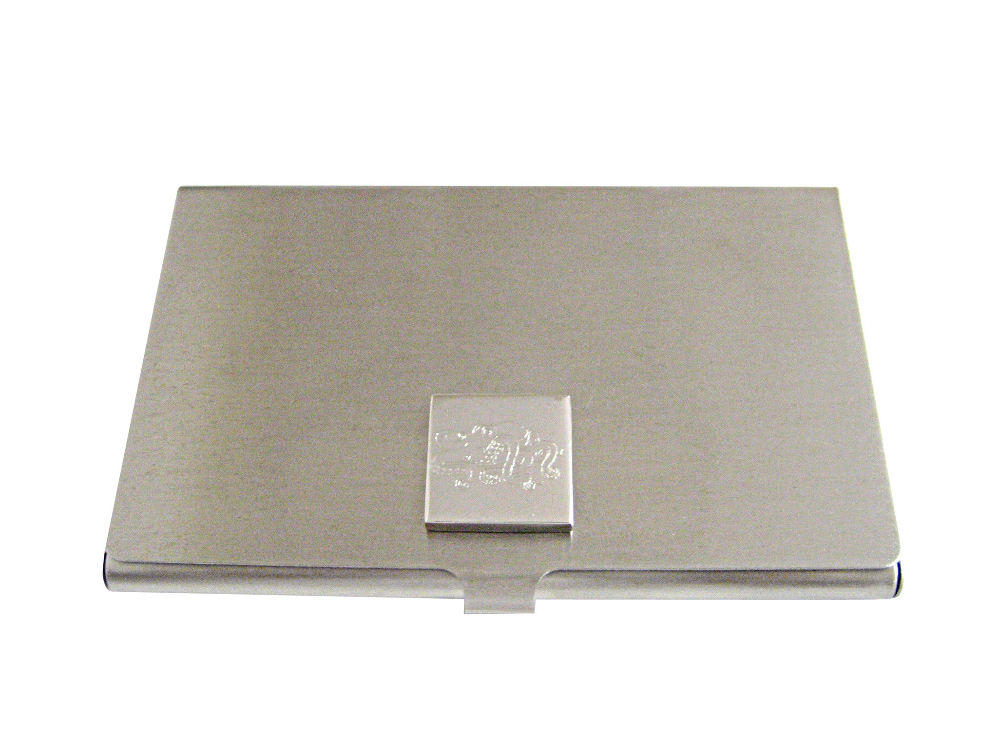 Silver Toned Etched Octopus Business Card Holder