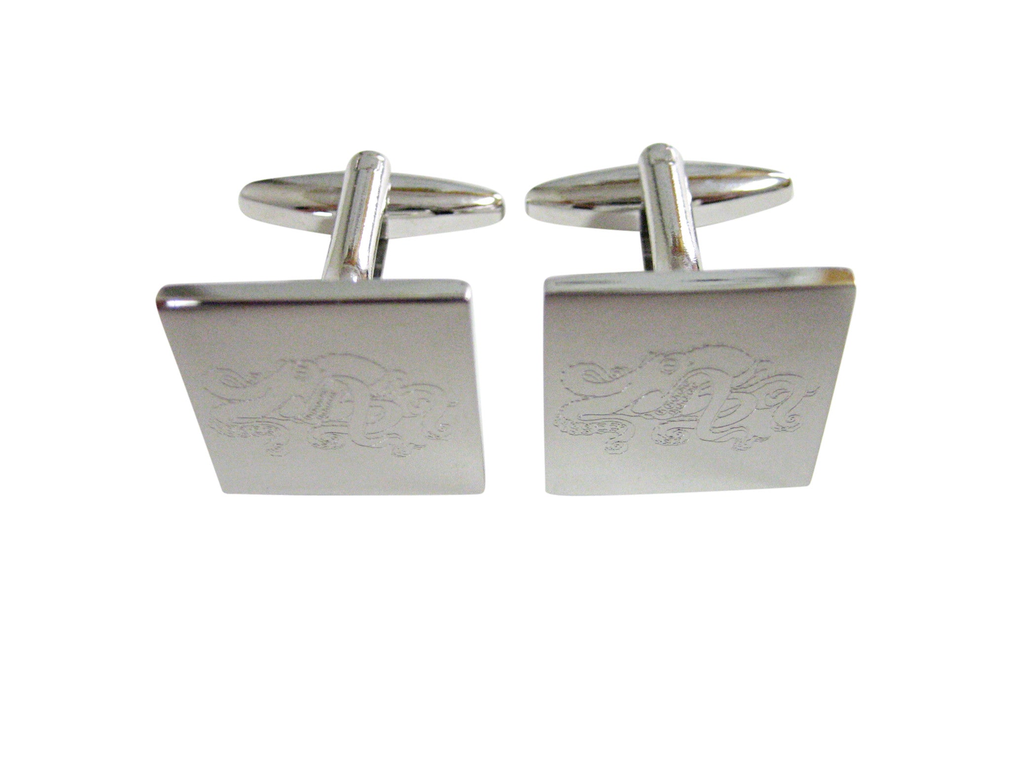 Silver Toned Etched Octopus Cufflinks