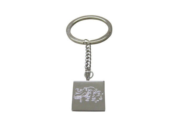 Silver Toned Etched Ram Keychain