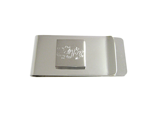 Silver Toned Etched Octopus Money Clip