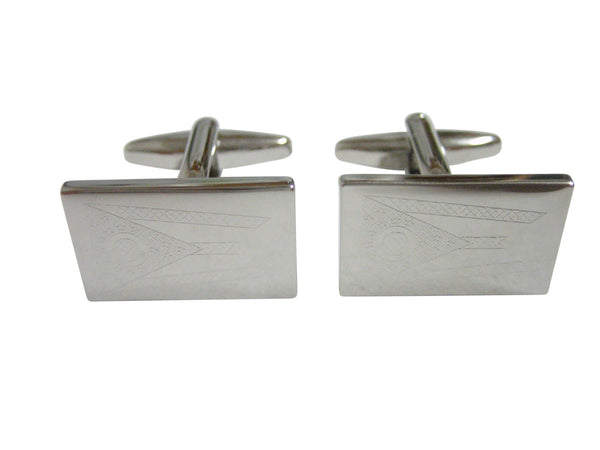 Silver Toned Etched Ohio State Flag Cufflinks