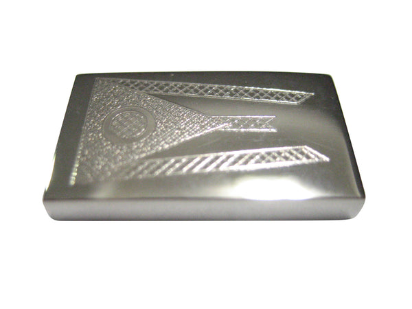 Silver Toned Etched Ohio State Flag Magnet