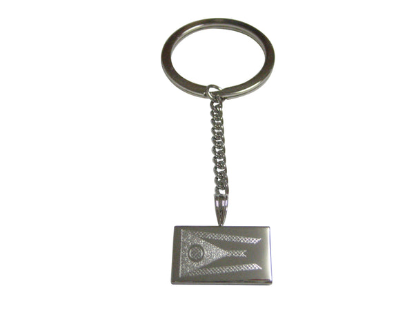 Silver Toned Etched Ohio State Flag Pendant Keychain