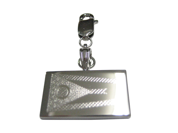 Silver Toned Etched Ohio State Flag Pendant Zipper Pull Charm