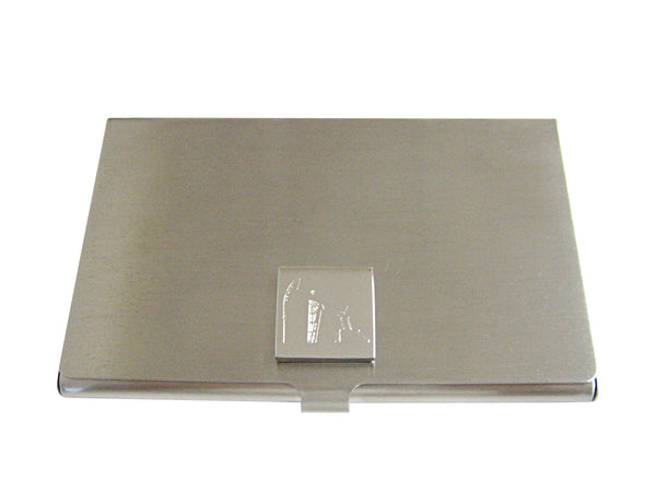 Silver Toned Etched Oil Drill Business Card Holder