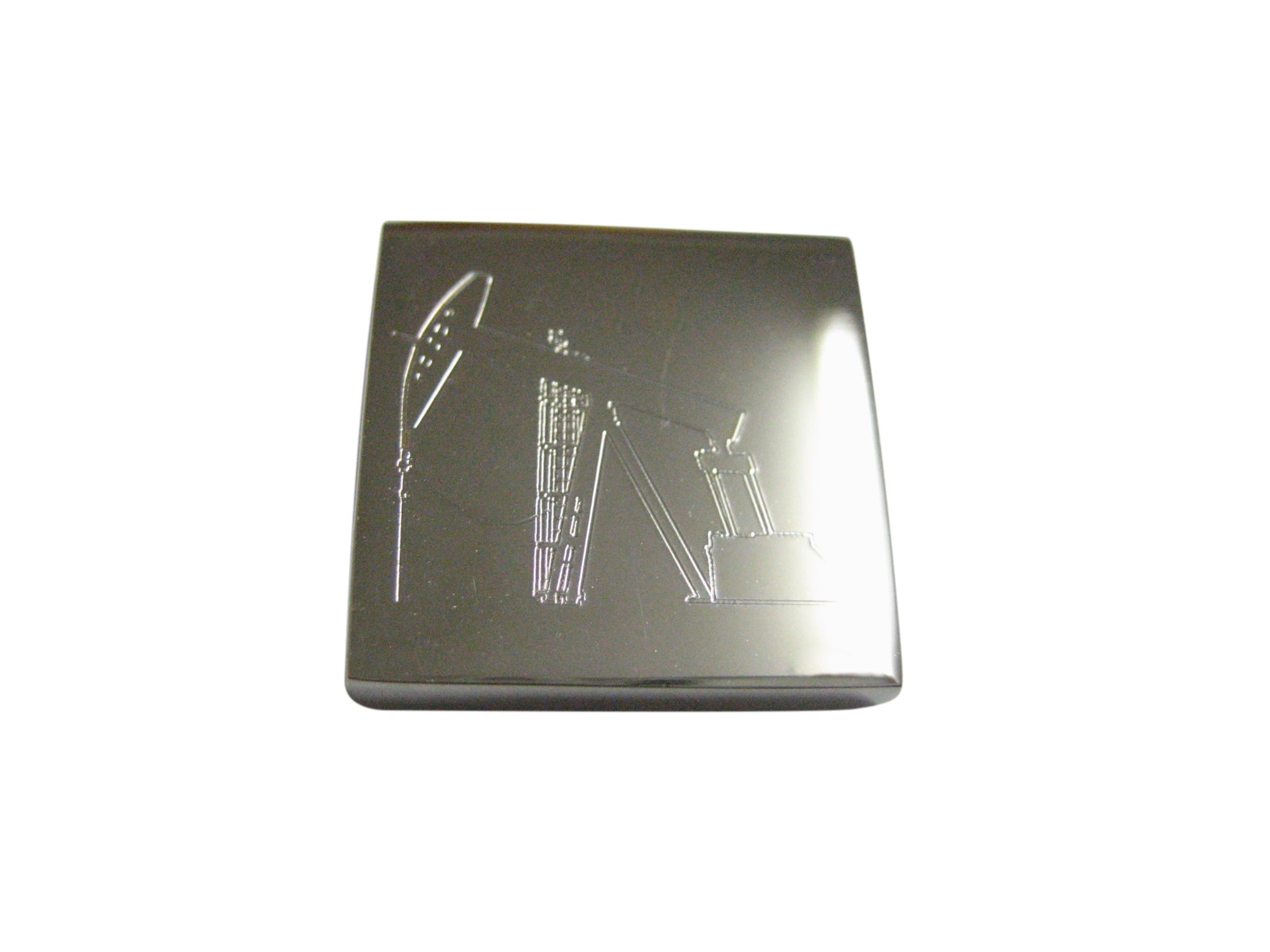 Silver Toned Etched Oil Drill Magnet
