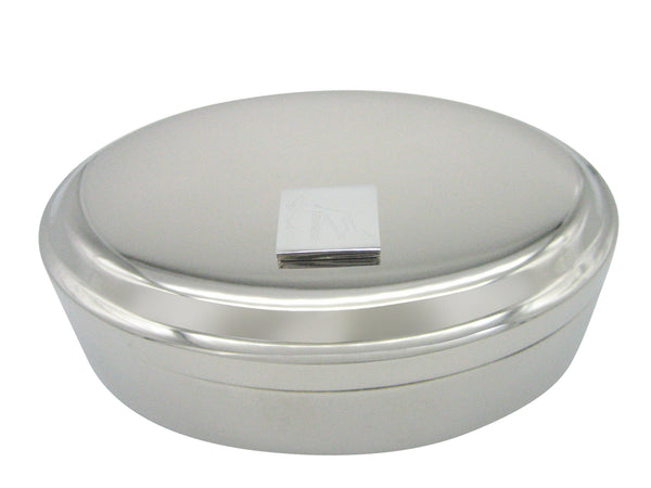 Silver Toned Etched Oil Drill Pendant Oval Trinket Jewelry Box