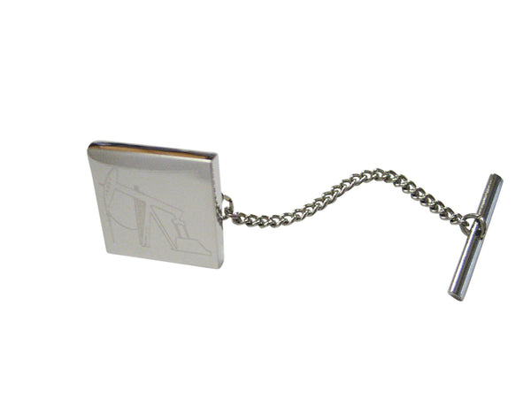 Silver Toned Etched Oil Drill Tie Tack