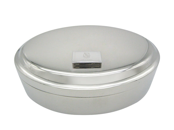 Silver Toned Etched Oklahoma State Flag Pendant Oval Trinket Jewelry Box