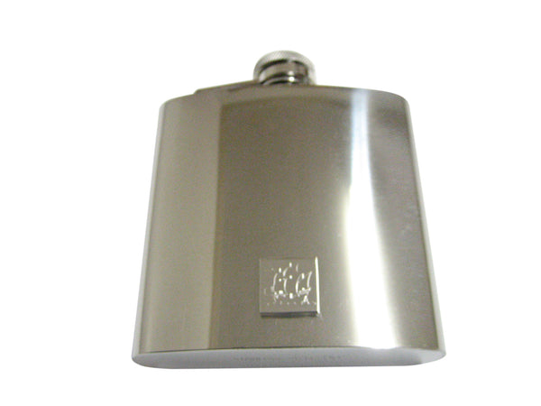 Silver Toned Etched Old Style Ship 6 Oz. Stainless Steel Flask
