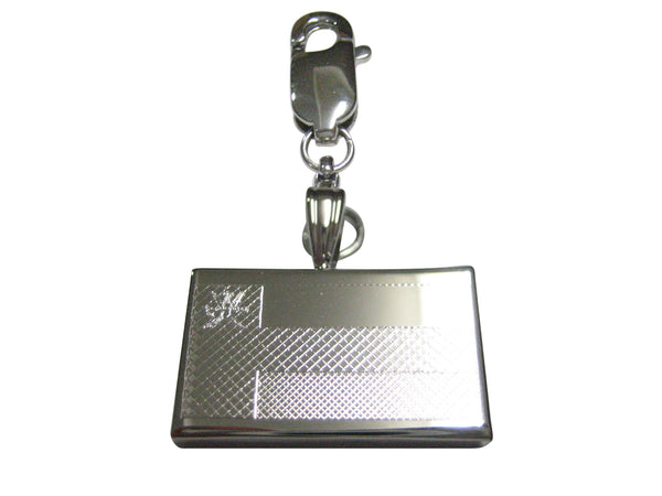 Silver Toned Etched Oman Flag Pendant Zipper Pull Charm