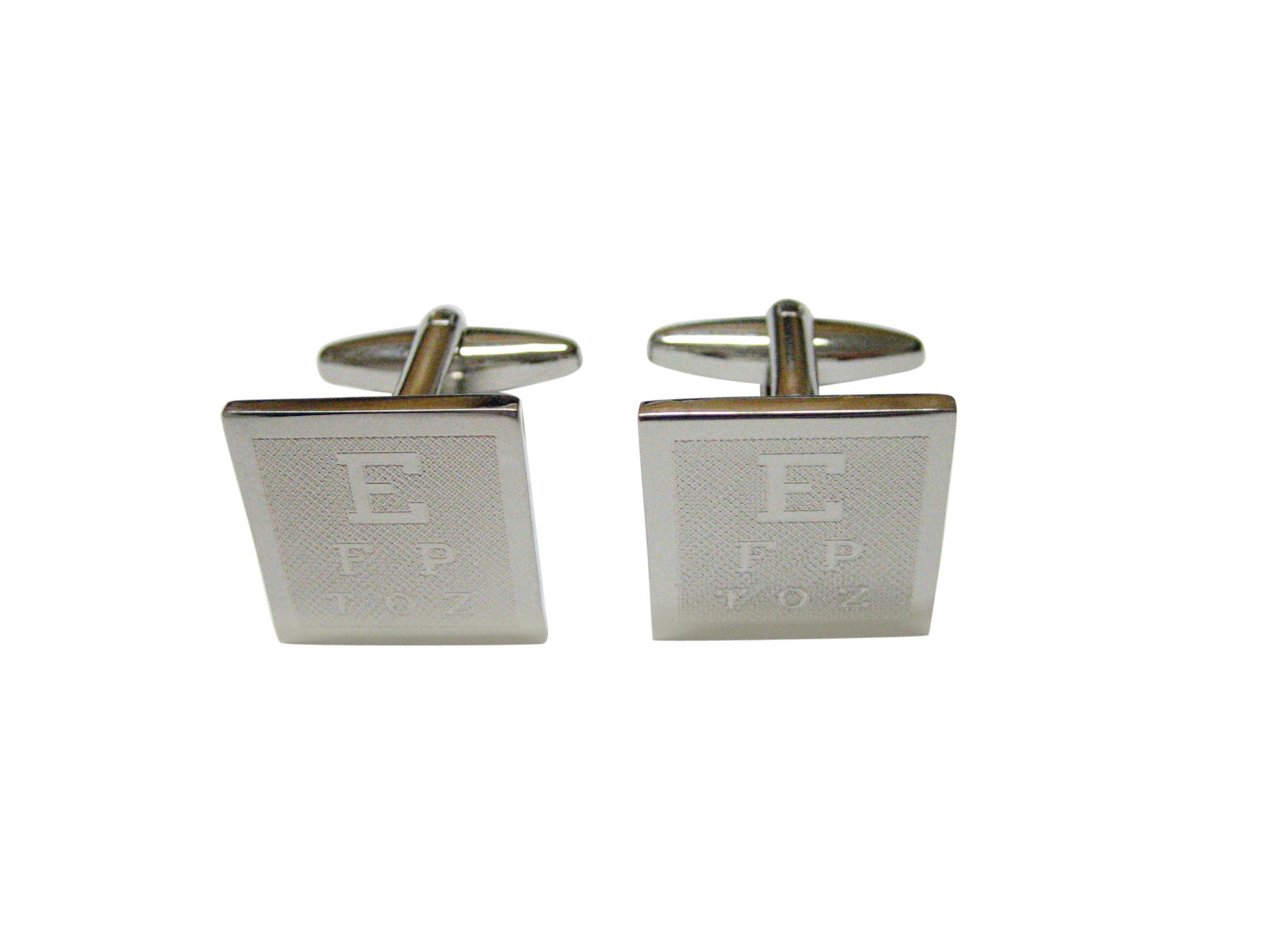Silver Toned Etched Optometrist Cufflinks