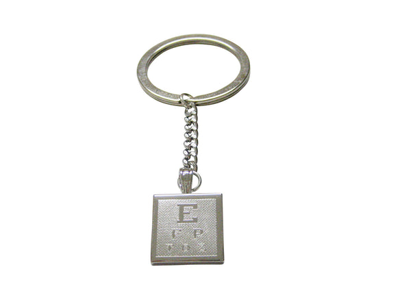 Silver Toned Etched Optometrist Pendant Keychain