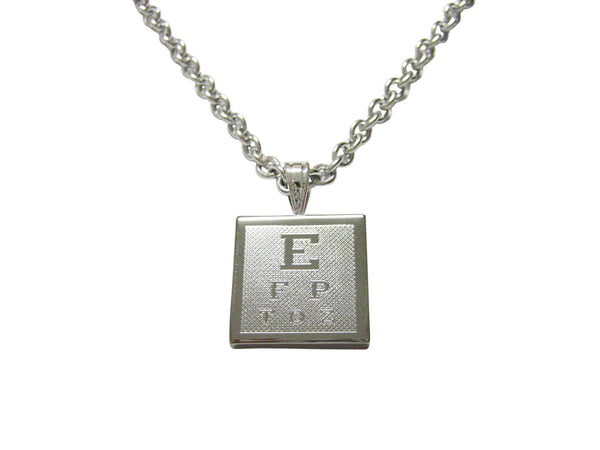 Silver Toned Etched Optometrist Pendant Necklace