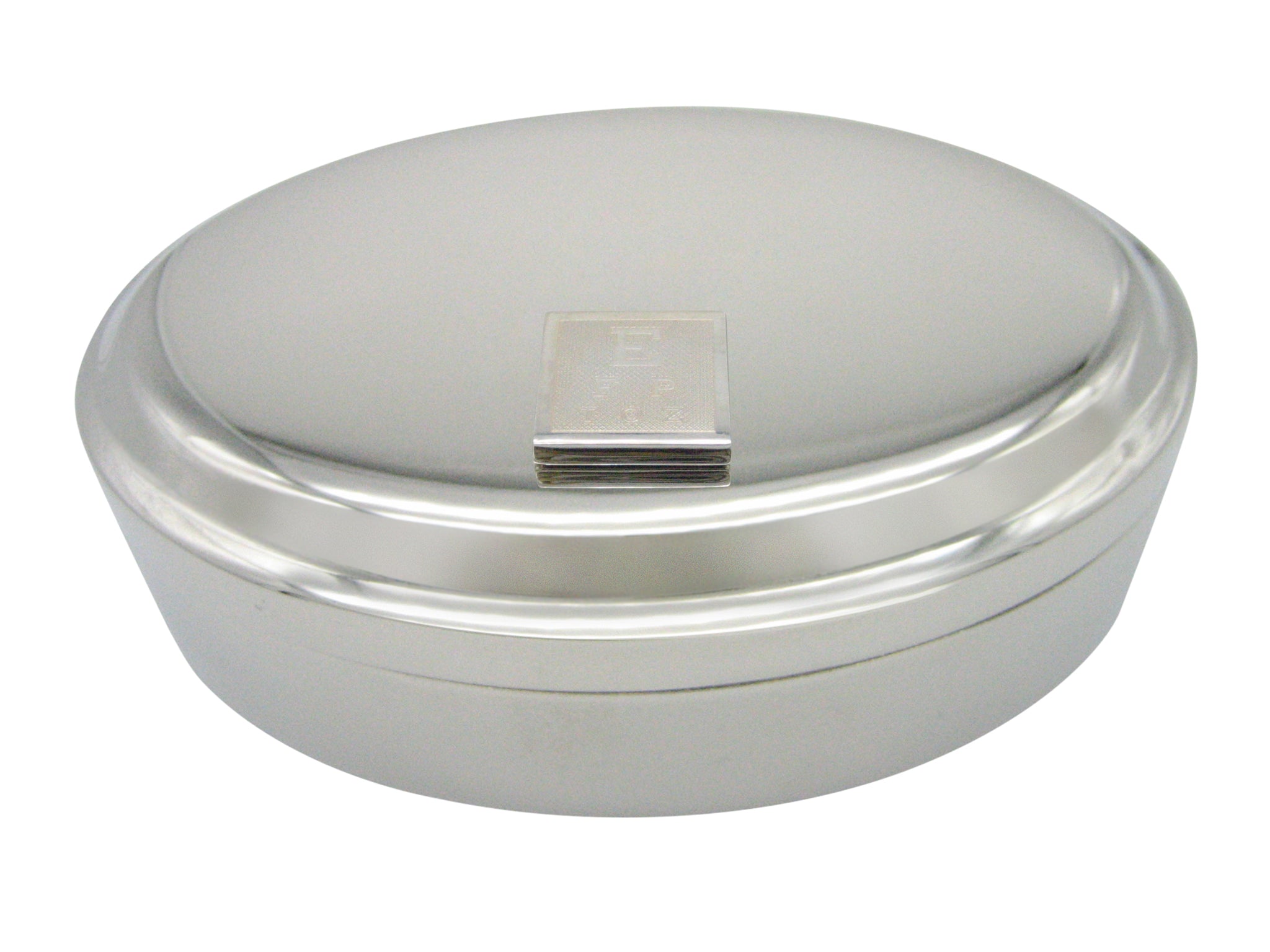 Silver Toned Etched Optometrist Pendant Oval Trinket Jewelry Box