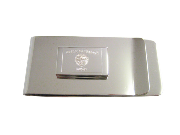 Silver Toned Etched Oregon State Flag Money Clip