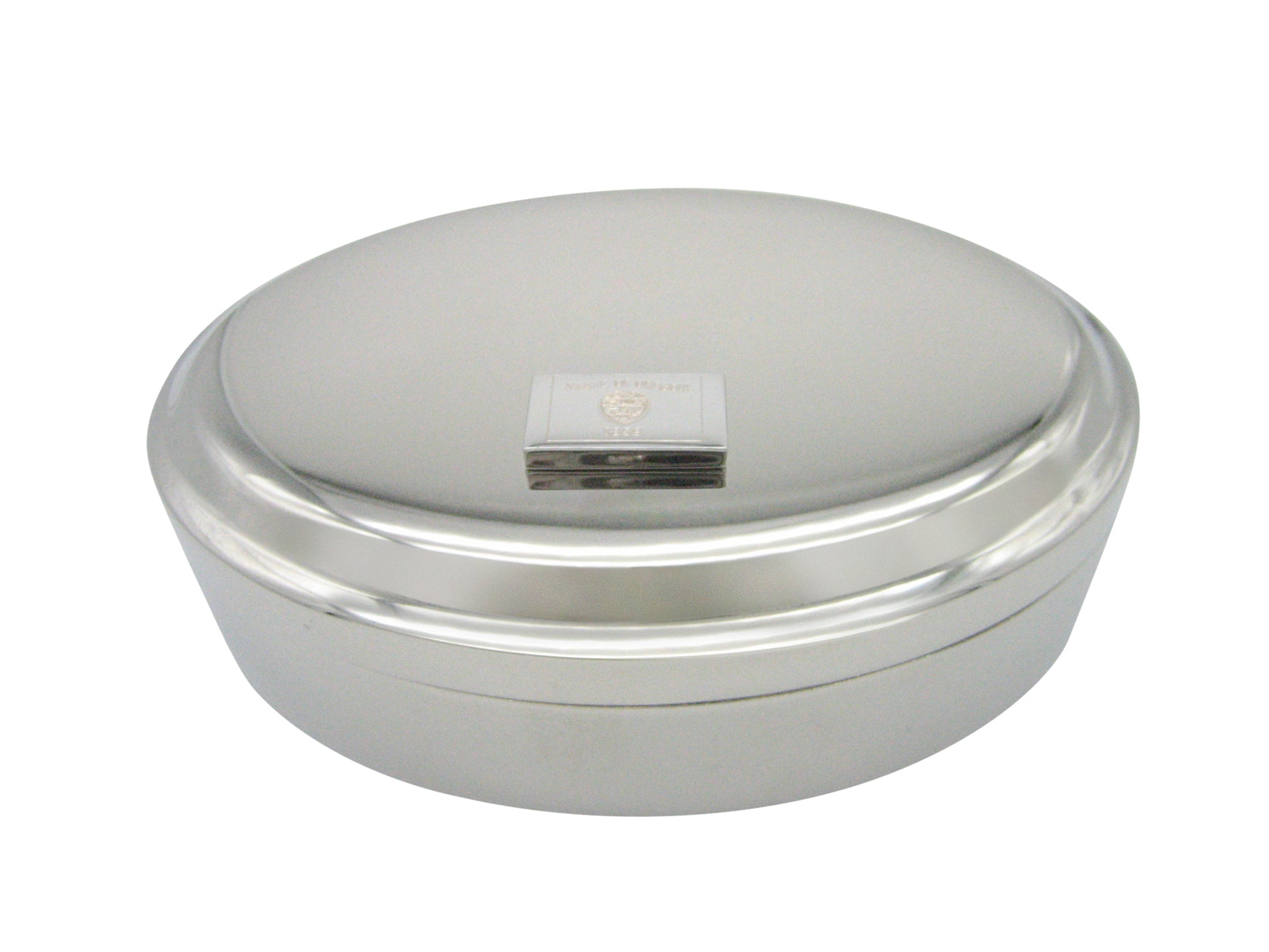 Silver Toned Etched Oregon State Flag Pendant Oval Trinket Jewelry Box