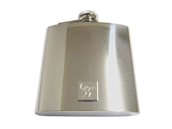 Silver Toned Etched Ostrich Bird 6 Oz. Stainless Steel Flask