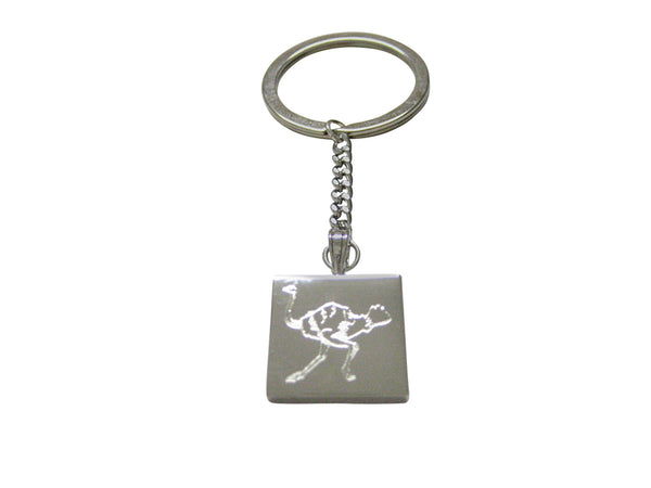 Silver Toned Etched Ostrich Bird Keychain