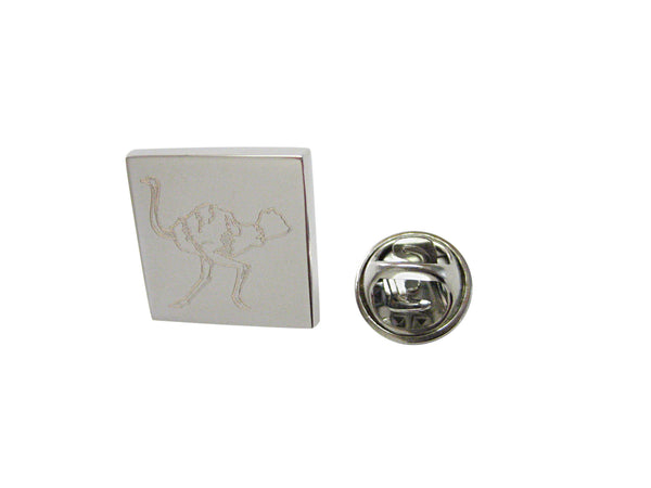 Silver Toned Etched Ostrich Bird Lapel Pin