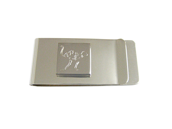 Silver Toned Etched Ostrich Bird Money Clip