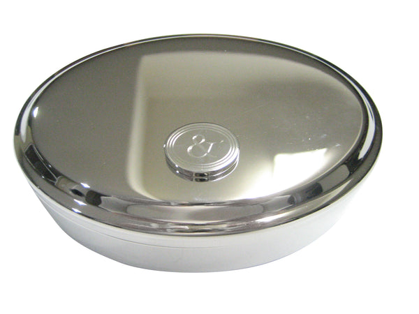 Silver Toned Etched Oval And Ampersand Sign Oval Trinket Jewelry Box