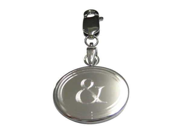 Silver Toned Etched Oval And Ampersand Sign Pendant Zipper Pull Charm