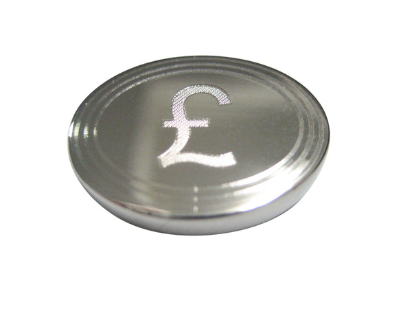 Silver Toned Etched Oval British Pound Sterling Currency Sign Pendant Magnet