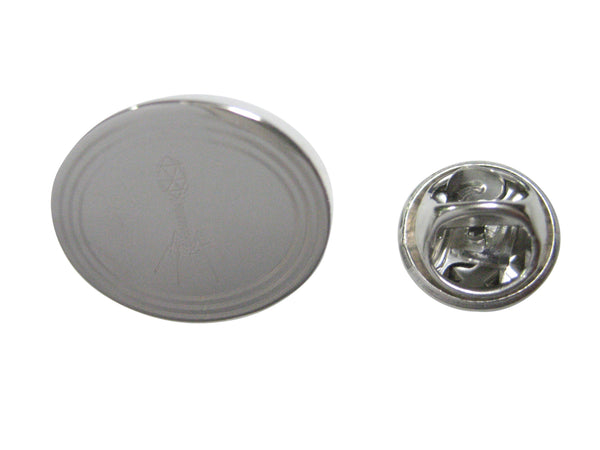 Silver Toned Etched Oval Complex Virus Lapel Pin