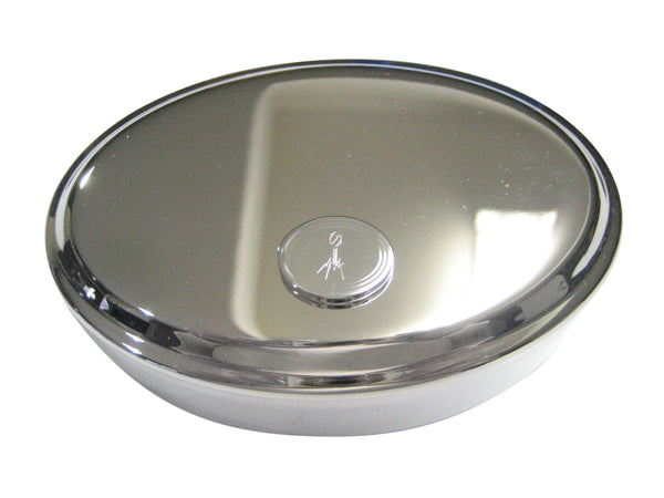 Silver Toned Etched Oval Complex Virus Oval Trinket Jewelry Box