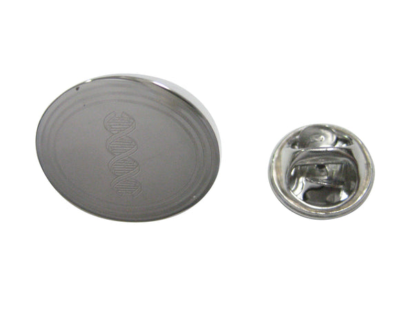 Silver Toned Etched Oval DNA Deoxyribonucleic Acid Molecule Lapel Pin