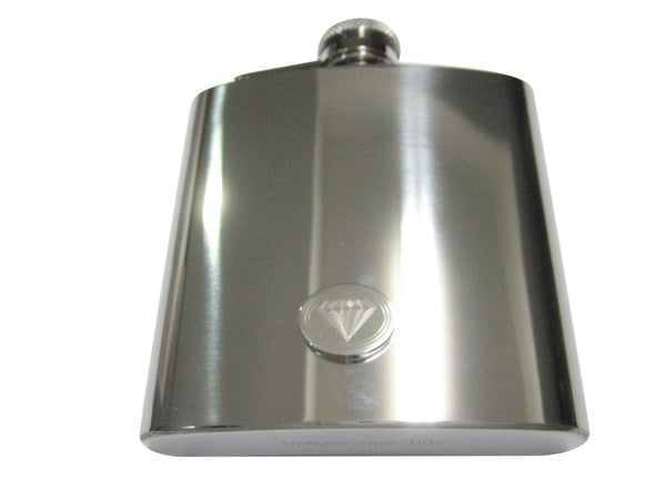 Silver Toned Etched Oval Diamond Image 6oz Flask