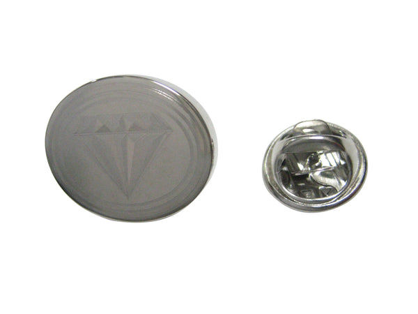 Silver Toned Etched Oval Diamond Image Lapel Pin