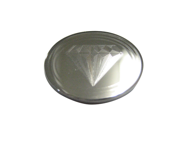 Silver Toned Etched Oval Diamond Image Magnet