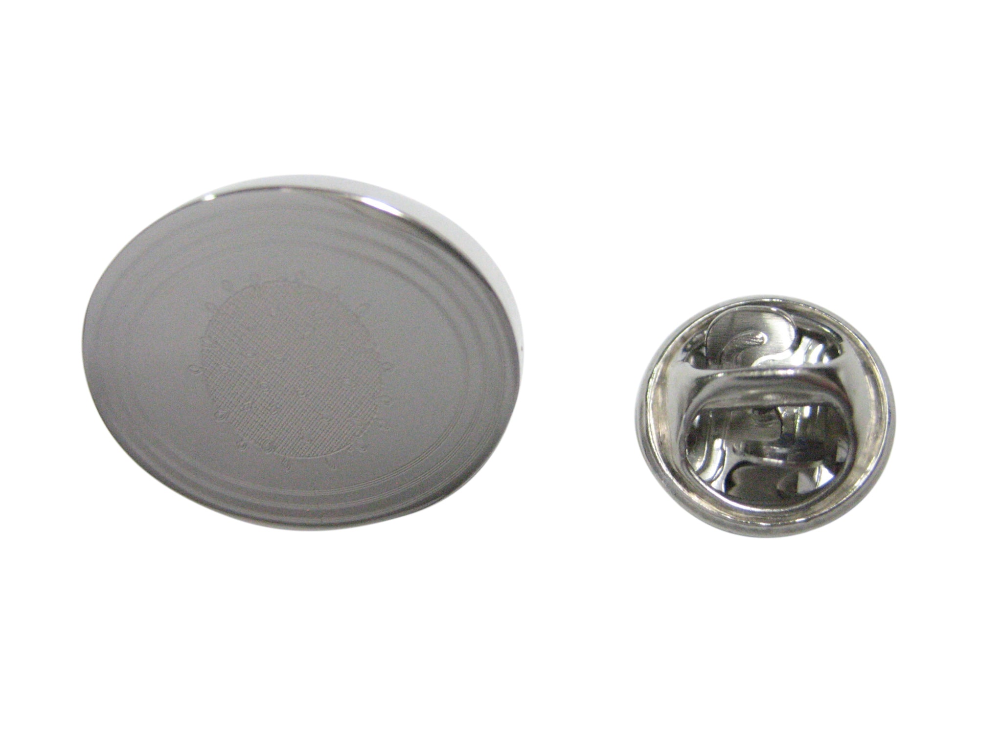 Silver Toned Etched Oval Enveloped Virus Lapel Pin