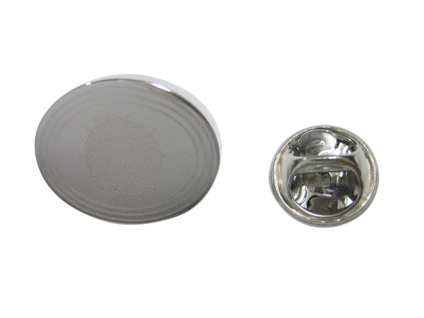 Silver Toned Etched Oval Enveloped Virus Lapel Pin