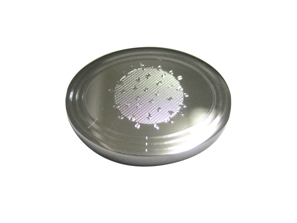 Silver Toned Etched Oval Enveloped Virus Magnet